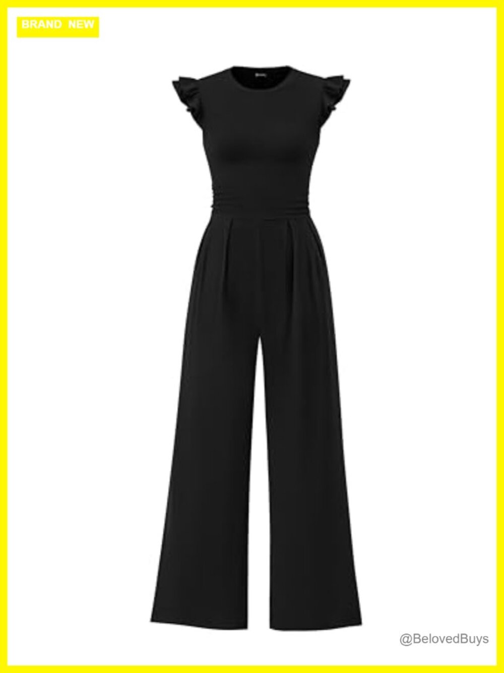 Cap Sleeve One Piece Jumpsuits for Women Rib Knit Crewneck Wide Leg Romper